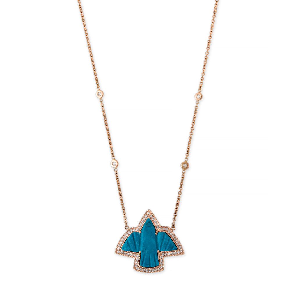Pave Small Turquoise Thunderbird Necklace