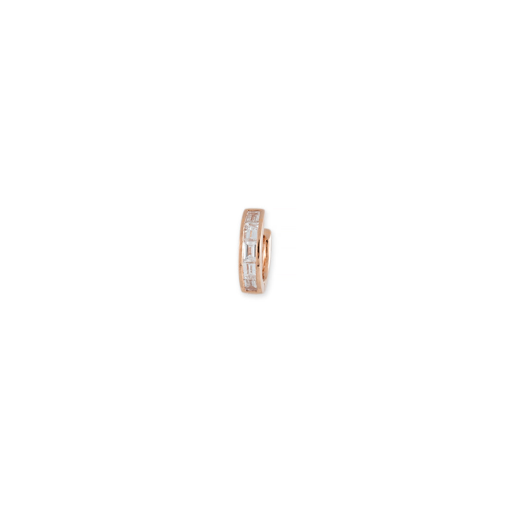 SMALL 5 DIAMOND BAGUETTE MINI HOOP