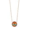 Small Pâvé Diamond Orange Sunshine Inlay Necklace