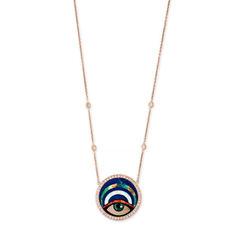 SMALL PAVE ROUND ARCH EYE INLAY NECKLACE