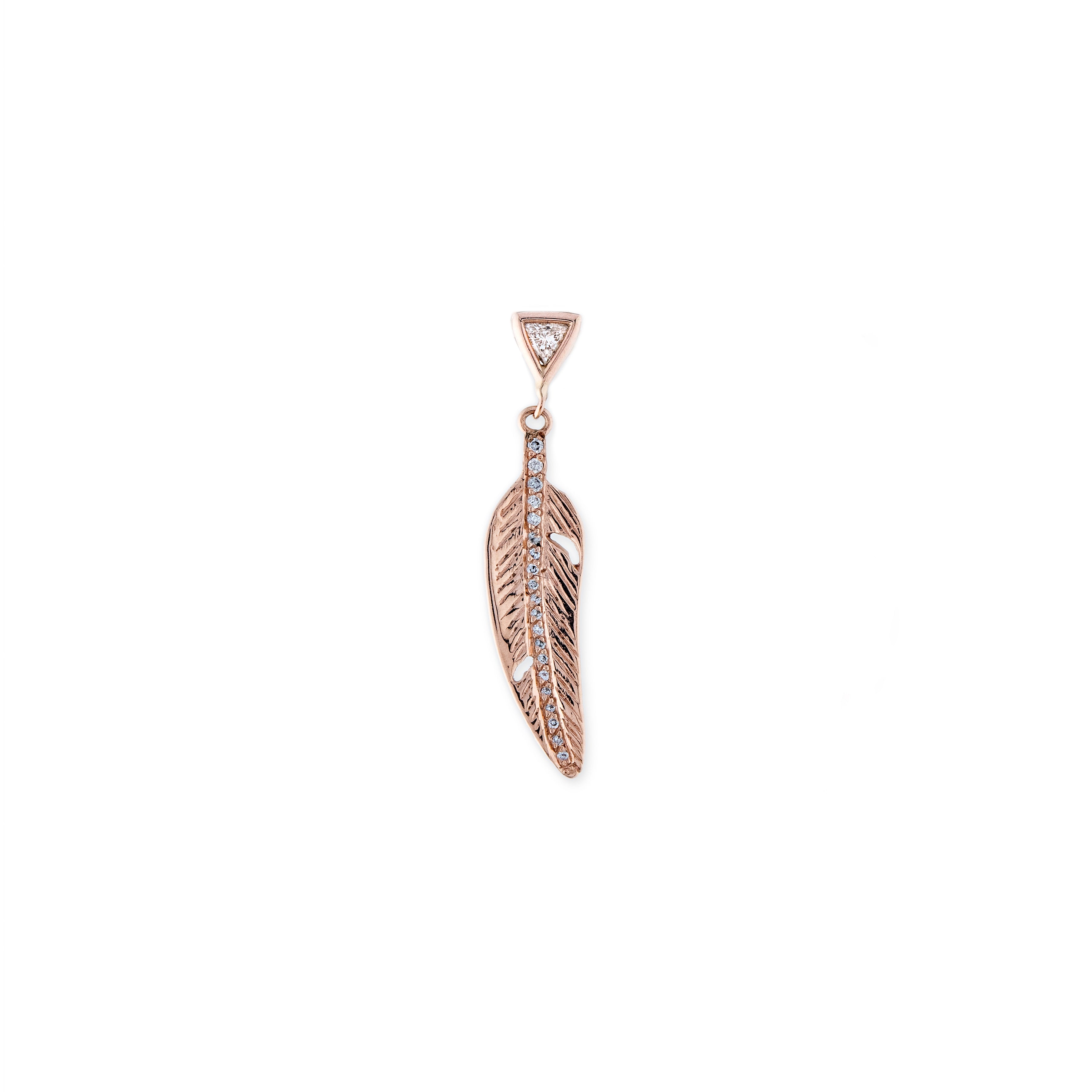 PAVE TRILLION + GOLD FEATHER EARRINGS