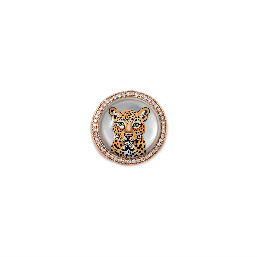 Pave Diamond Cub Mother of Pearl Signet Ring