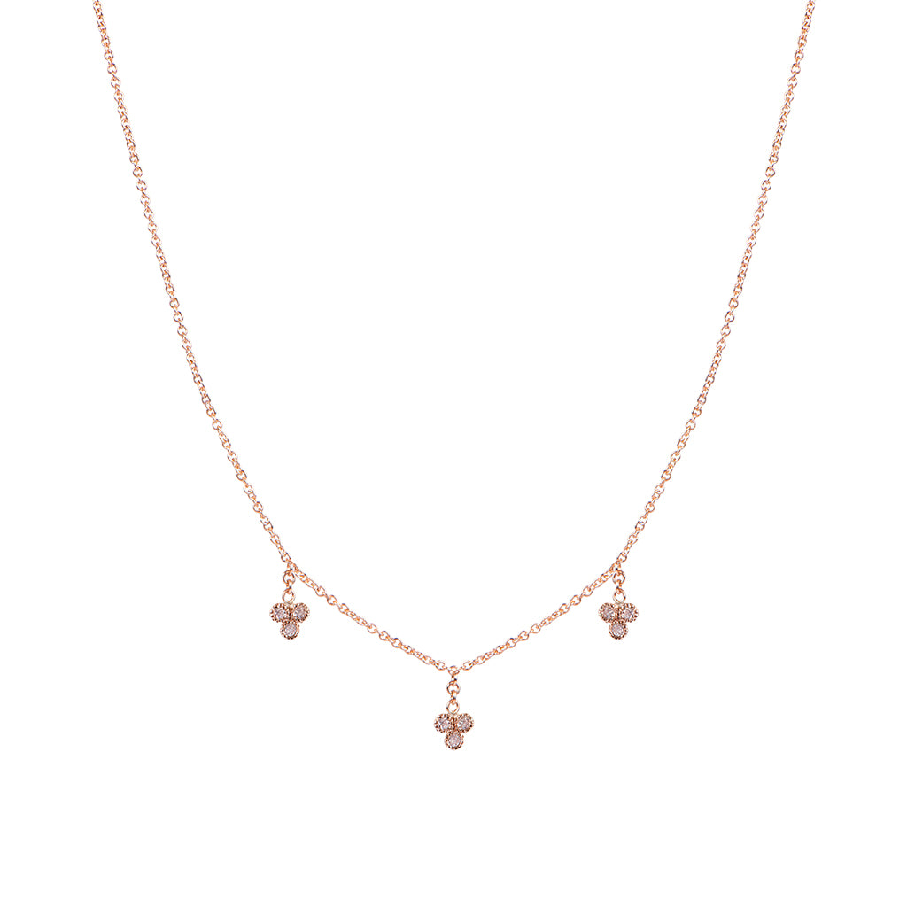 3 Diamond Cluster Drop Necklace