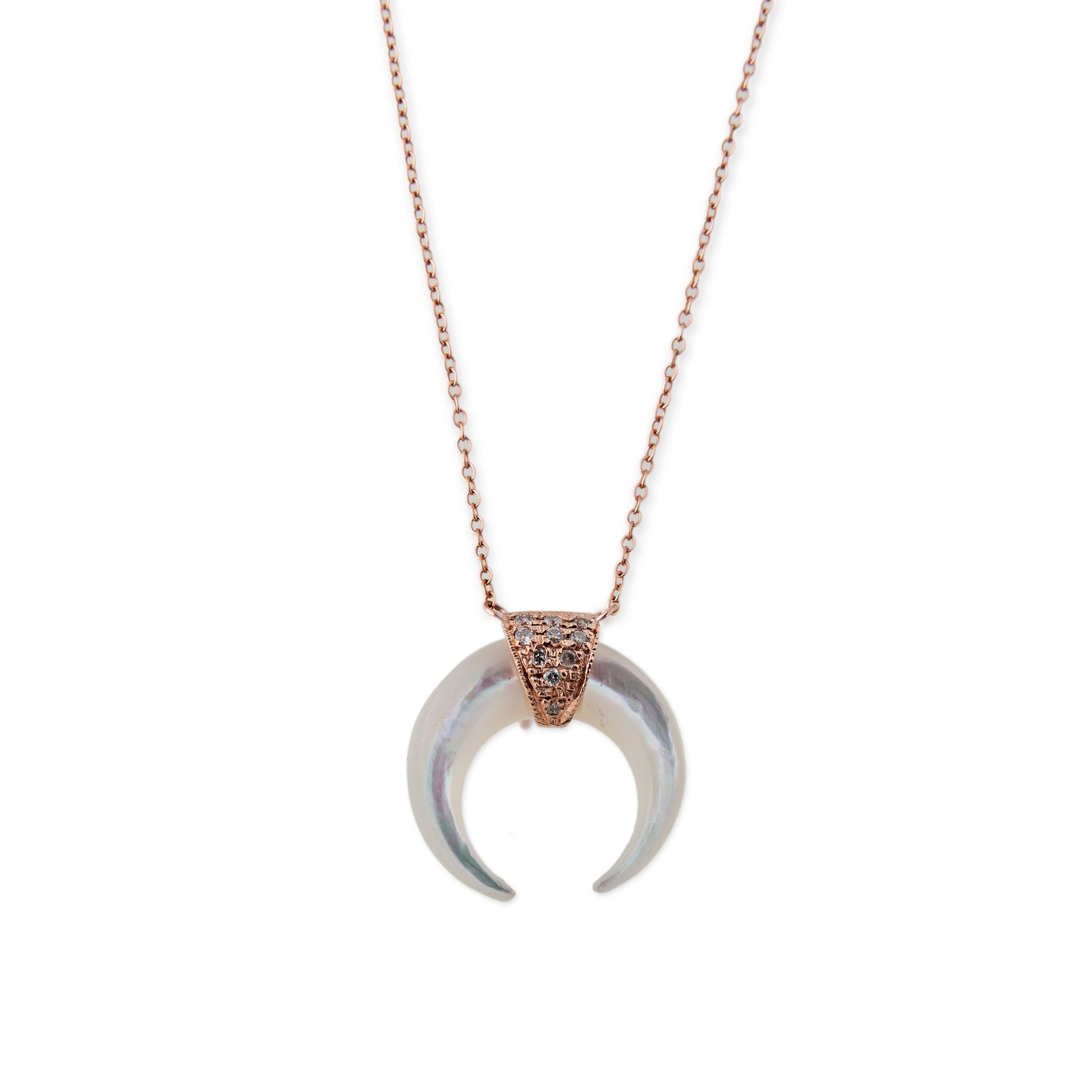 MINI MOTHER OF PEARL DOUBLE HORN NECKLACE