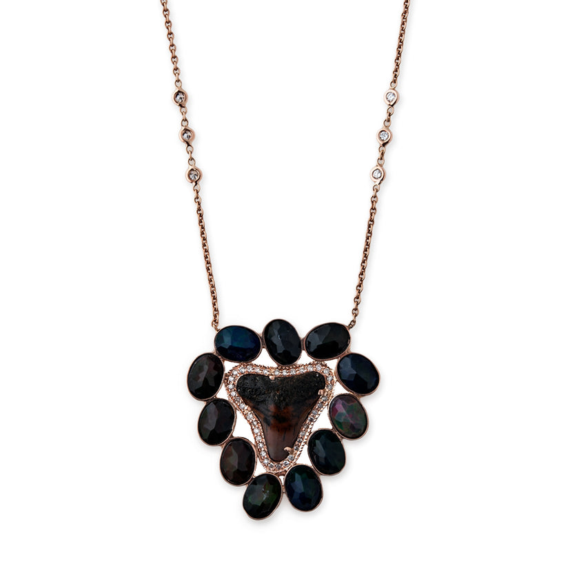 PAVE BLACK OPAL SHARK TOOTH MUFASA NECKLACE