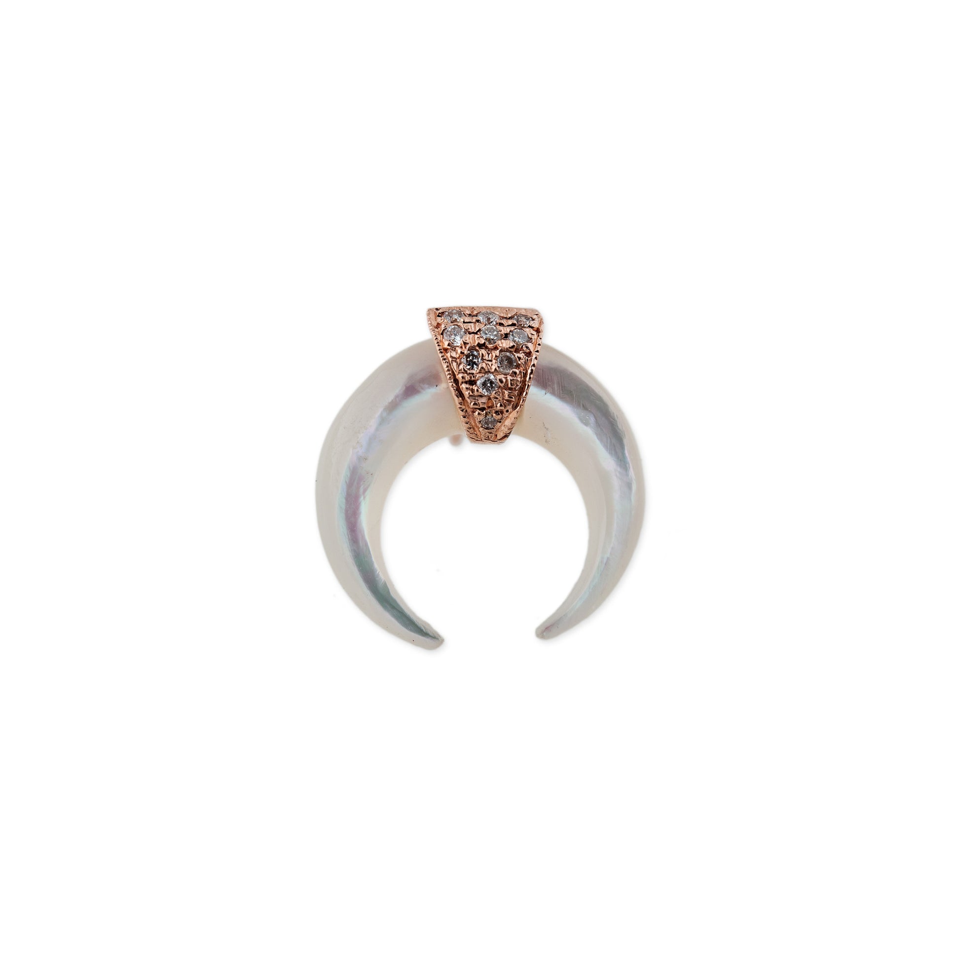MOTHER OF PEARL MINI DOUBLE HORN STUD