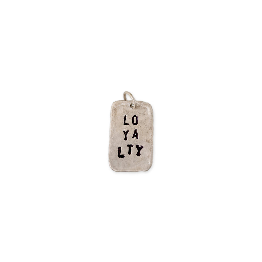 LOYALTY STERLING SILVER RECTANGLE TAG CHARM