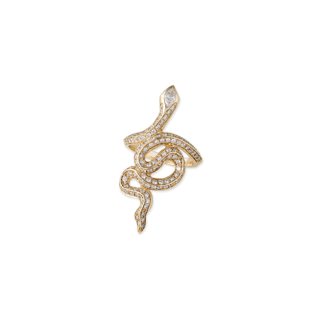 Full Pave Marquise Diamond Head Snake Ring