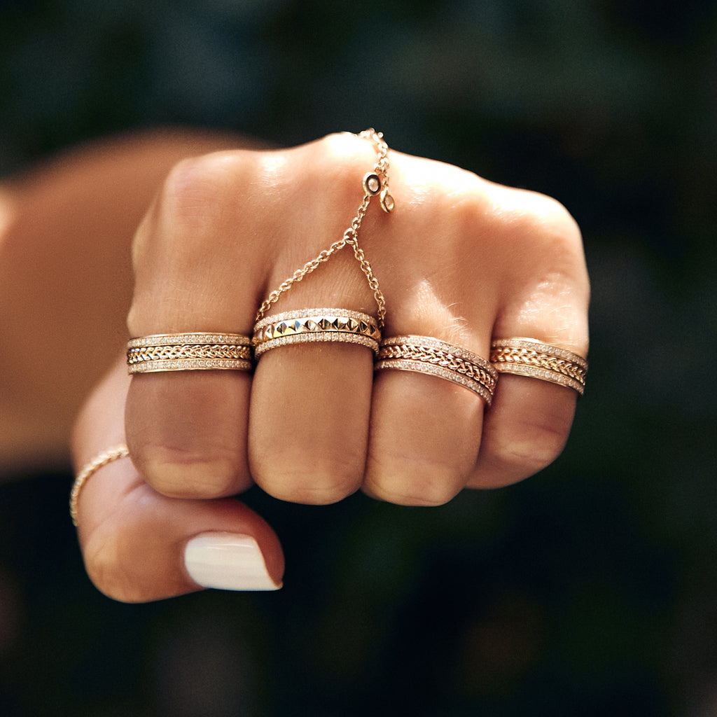 PAVE DIAMOND BRAIDED SPINNER RING