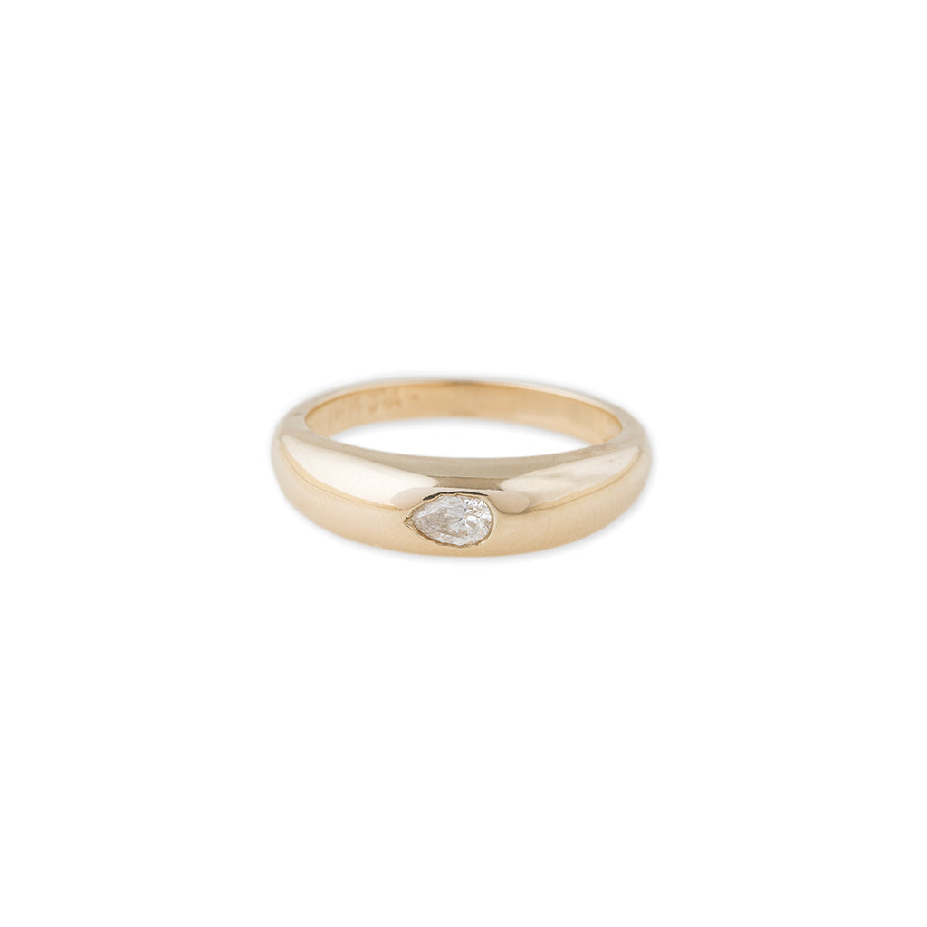 Teardrop Diamond Center Dome Ring