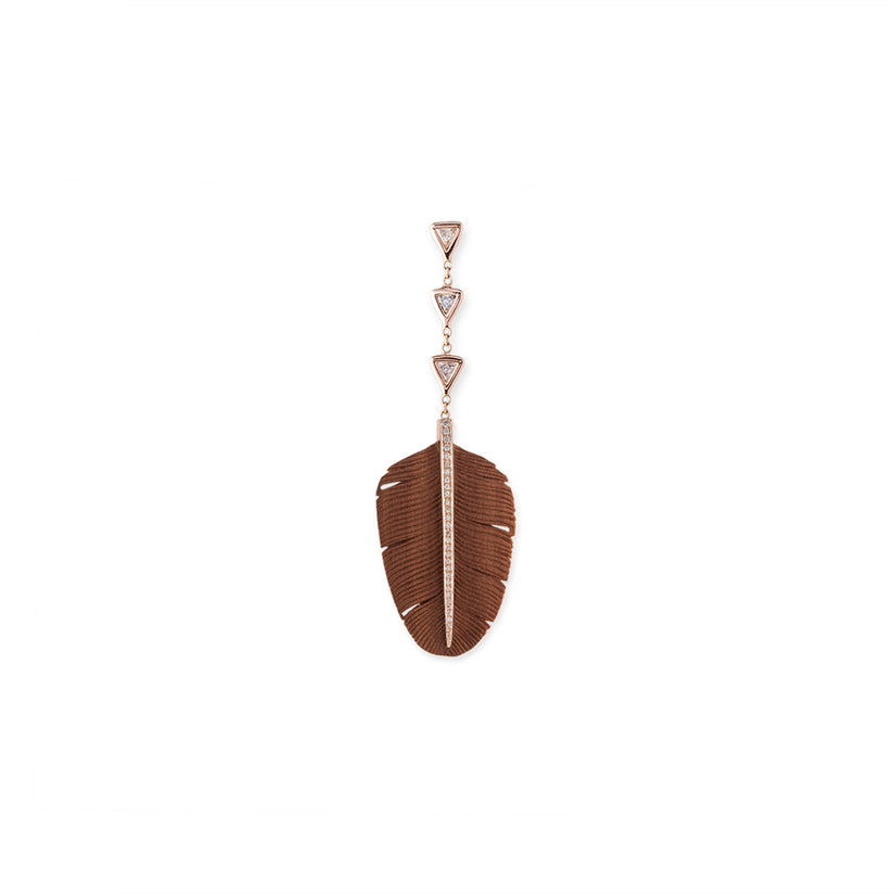 3 TRILLION PAVE WOODEN FEATHER STUD