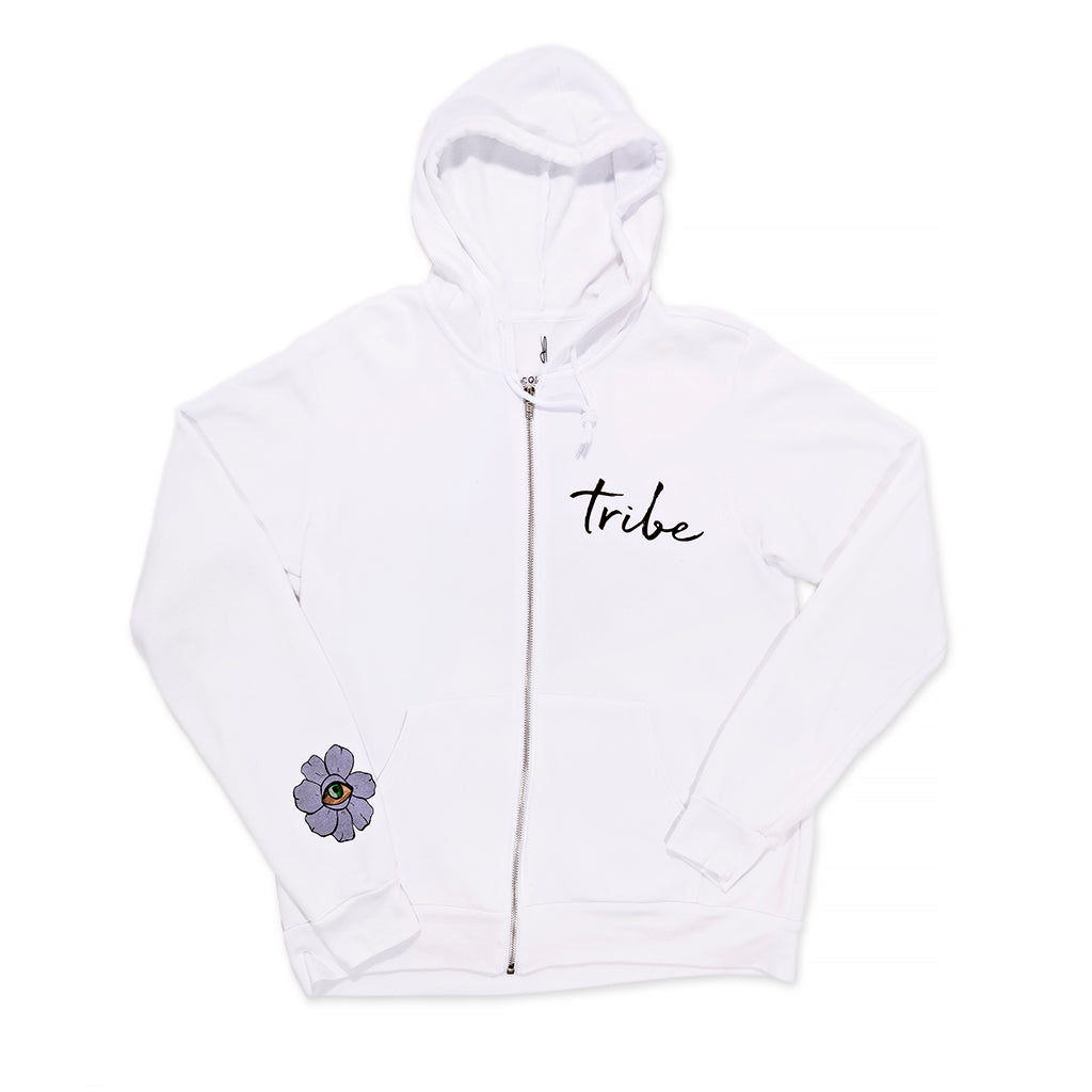 FLOWER CROWN WHITE ZIP HOODIE