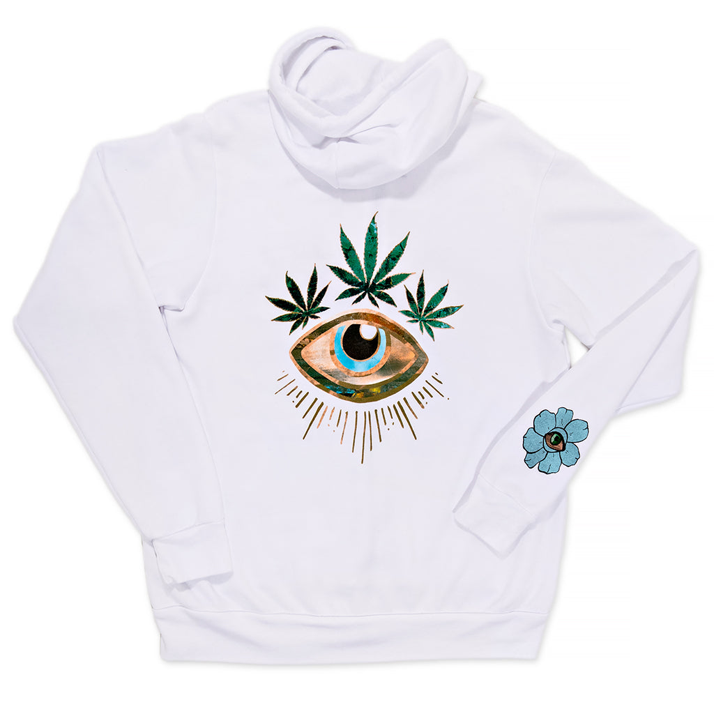 Sweet Leaf Crown White Zip Hoodie