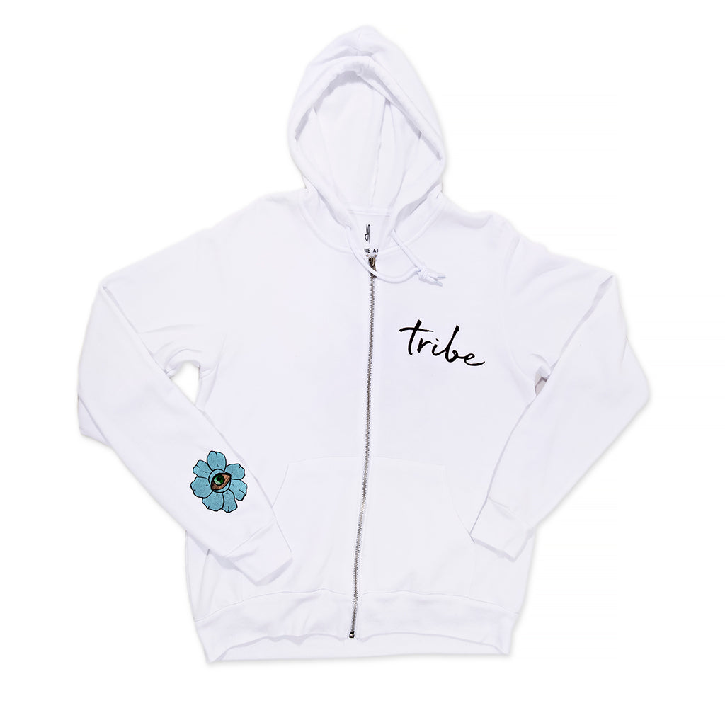 Sweet Leaf Crown White Zip Hoodie