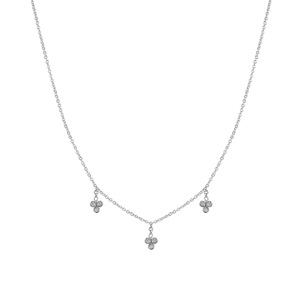 3 Diamond Cluster Drop Necklace