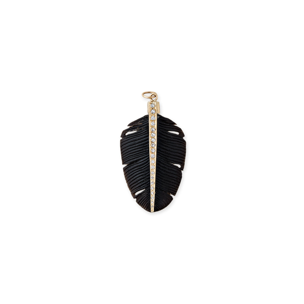 PAVE WIDE BLACK FEATHER CHARM
