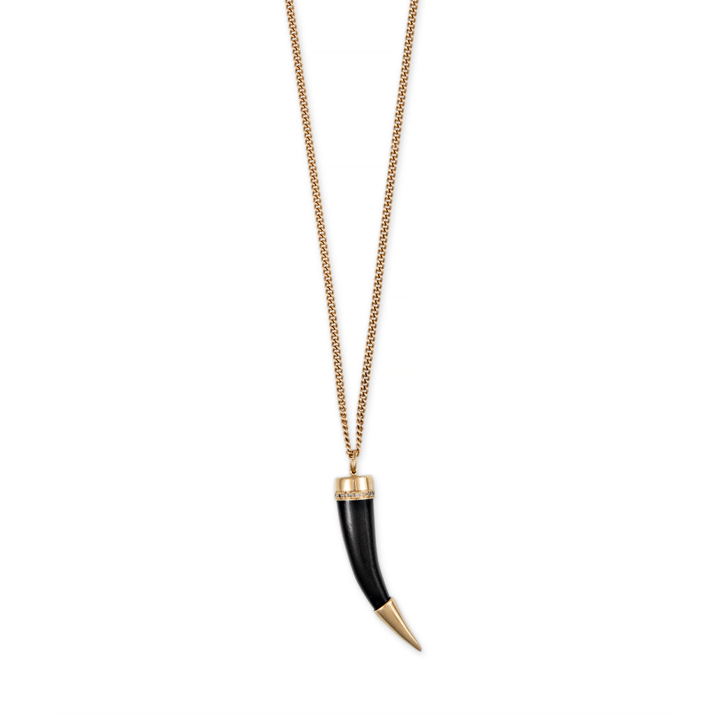 Pave Black Horn Tusk Gold Tip Charm