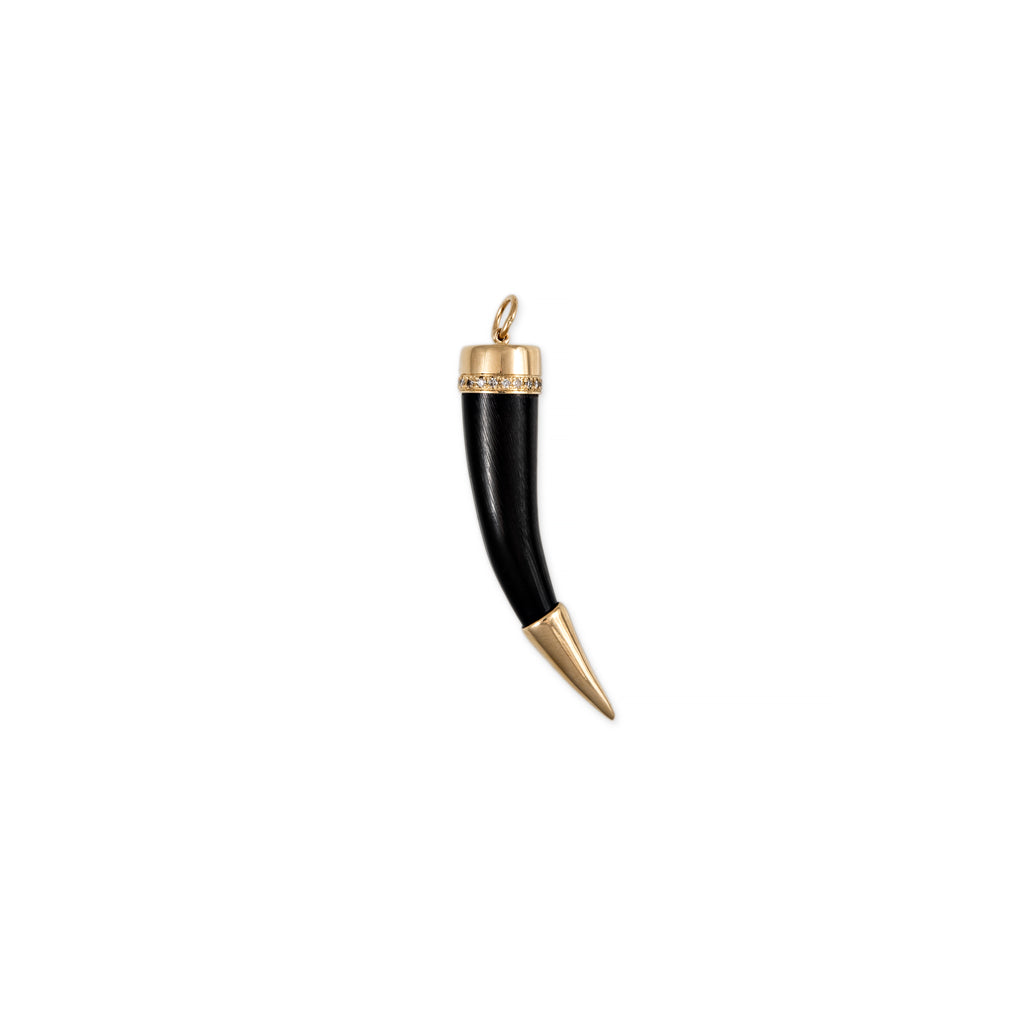 Pave Black Horn Tusk Gold Tip Charm