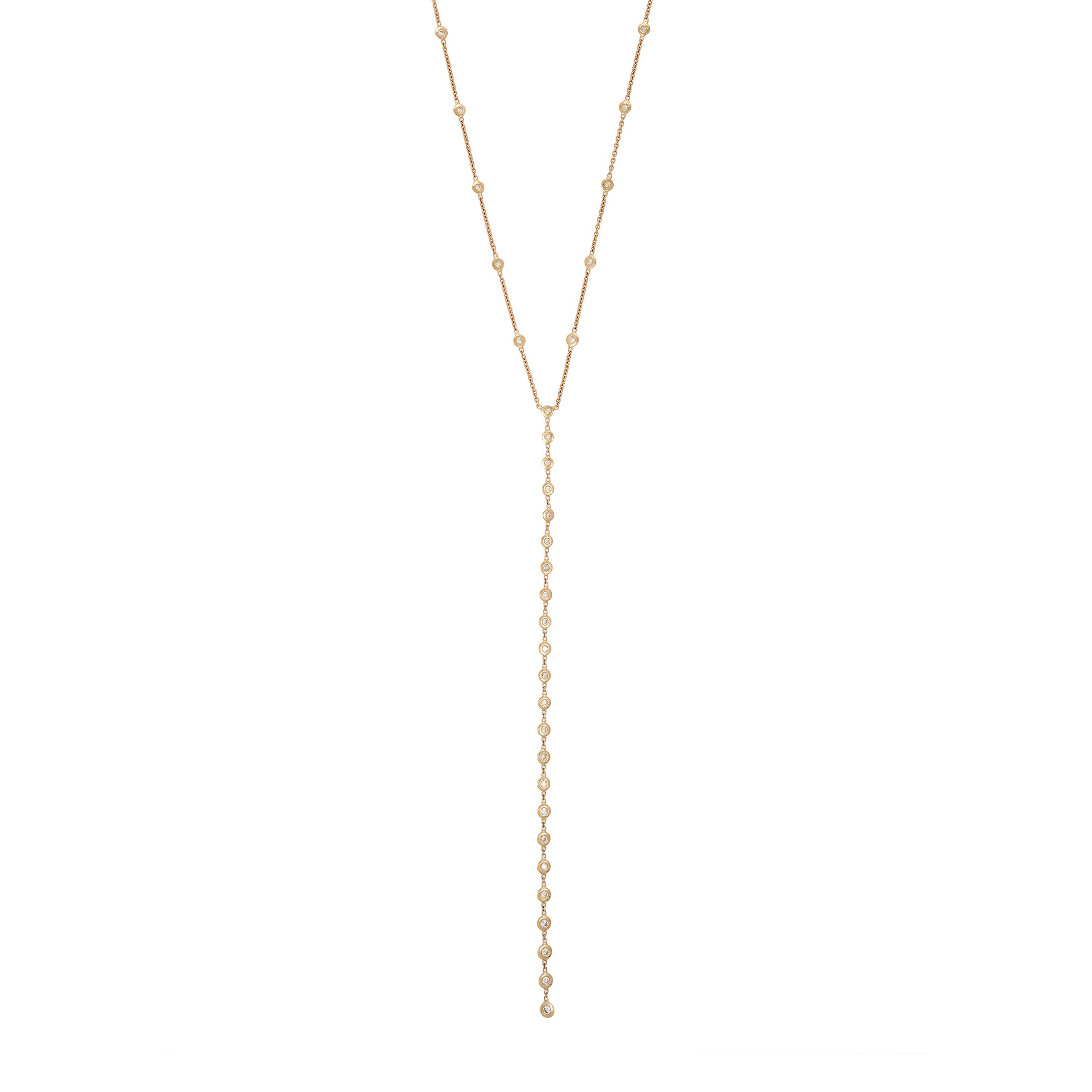SPACED OUT DIAMOND + 23 GRADUATED DIAMOND Y NECKLACE