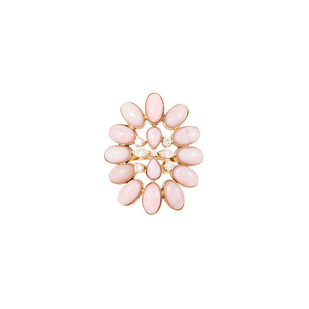 Diamond + Pink Opal Blossom Ring