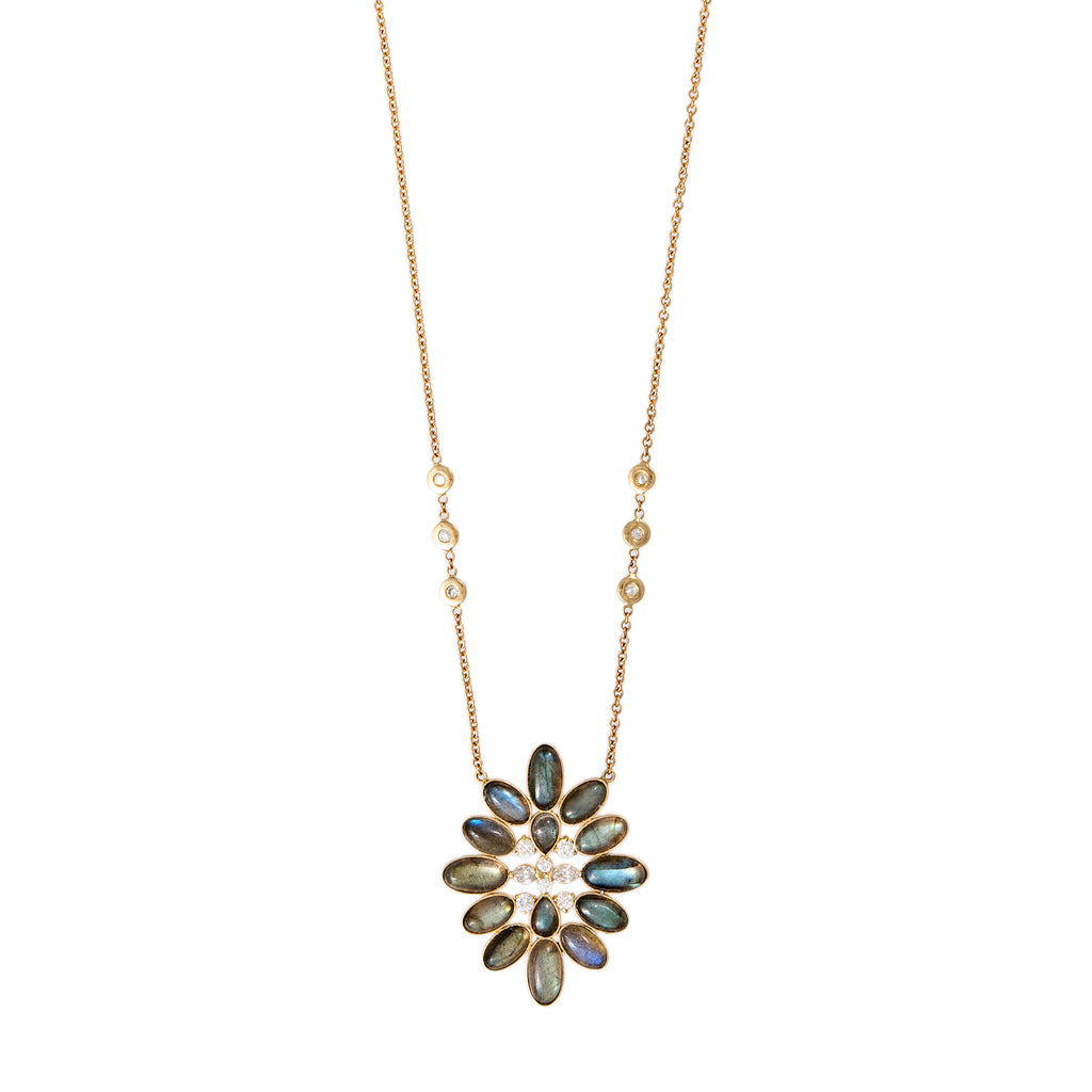 Diamond + Labradorite Blossom Necklace