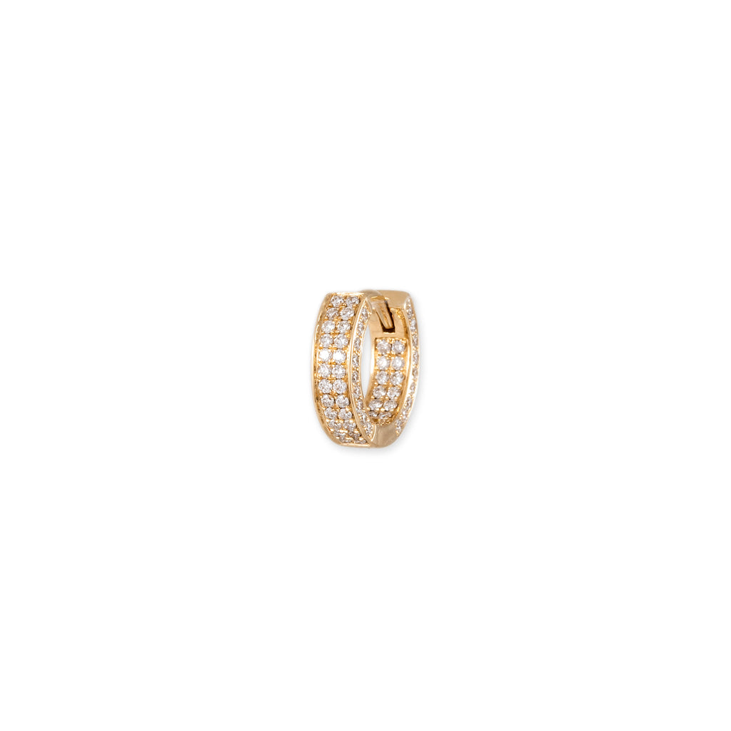 Three Sided Pave Diamond Mini Hoop