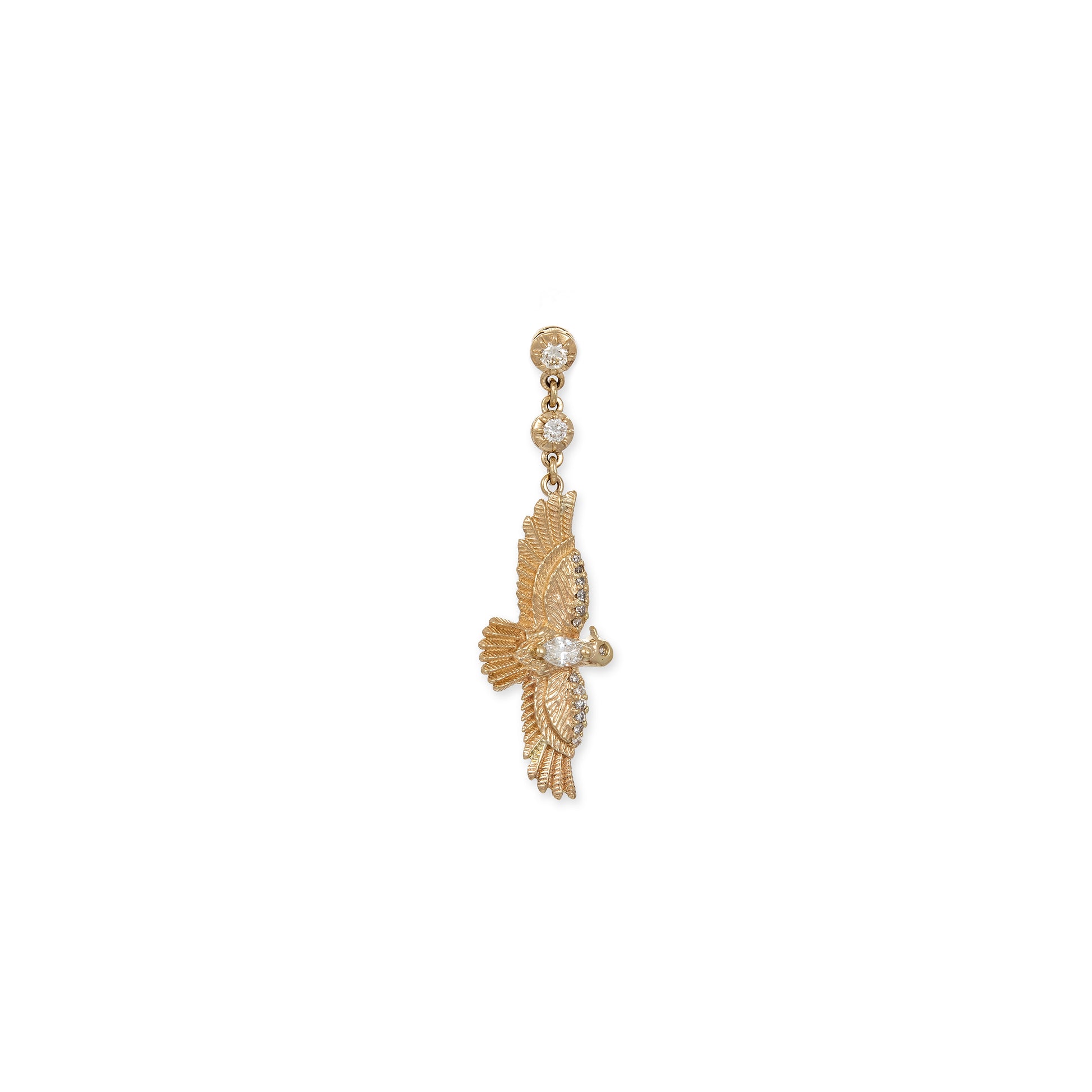 2 SOPHIA DIAMOND + PAVE MARQUISE FLYING THUNDERBIRD DROP STUD
