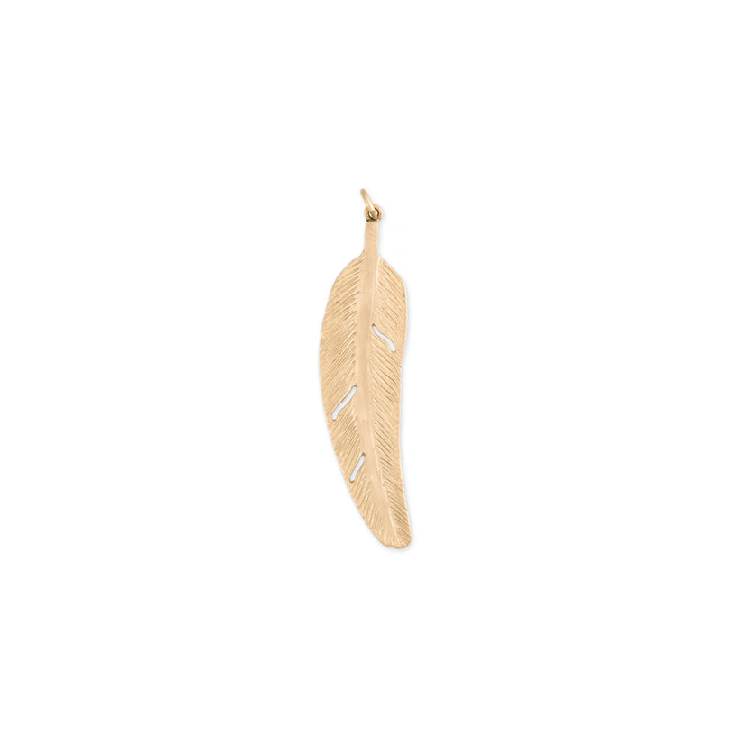 LARGE GOLD FEATHER CHARM