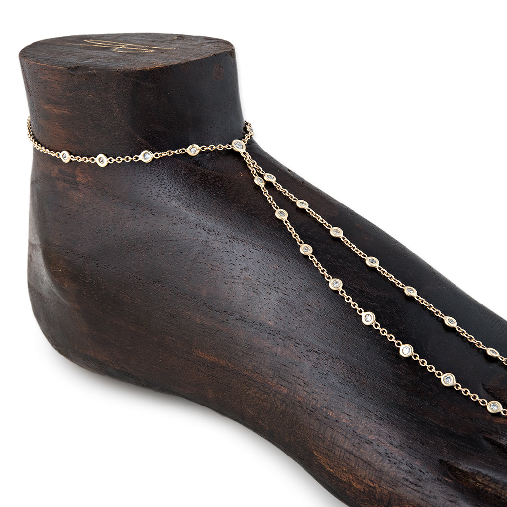 25 Diamond Double Stem Toe Anklet