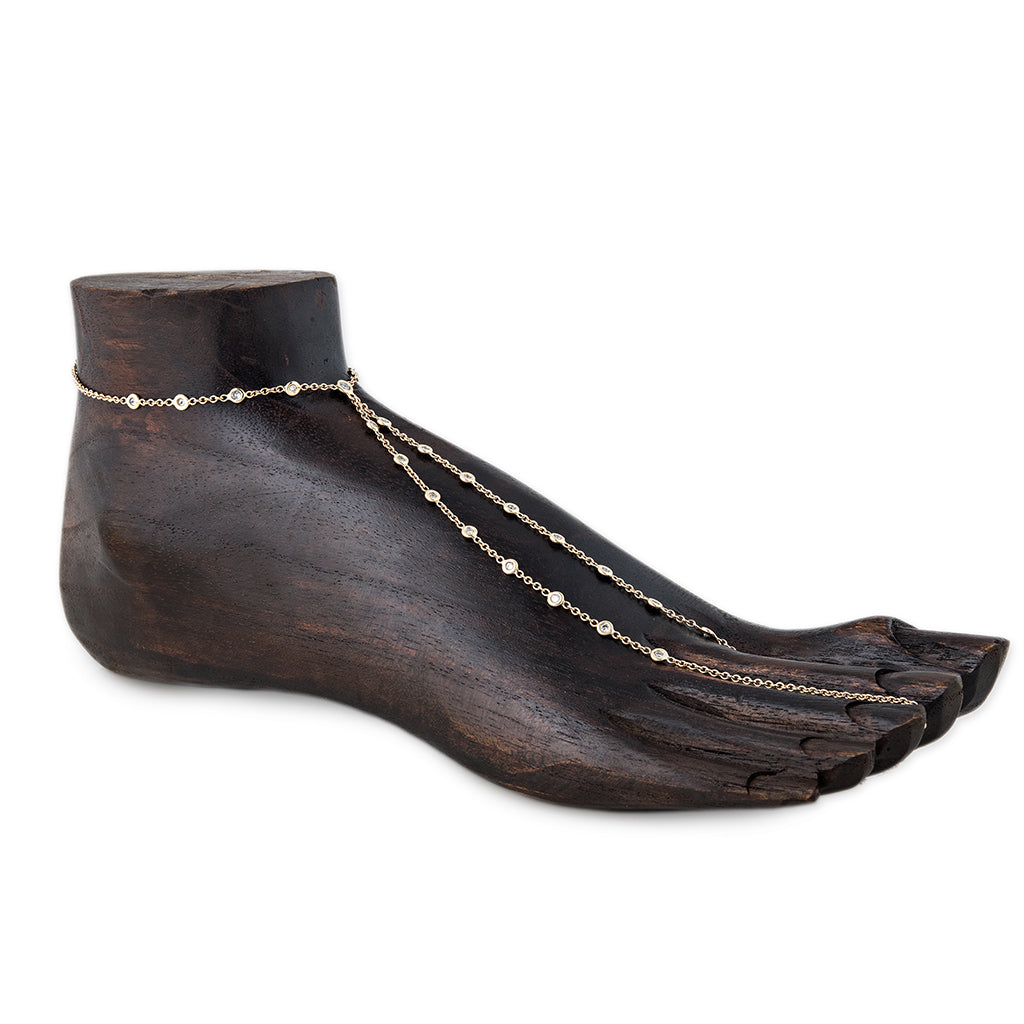25 Diamond Double Stem Toe Anklet