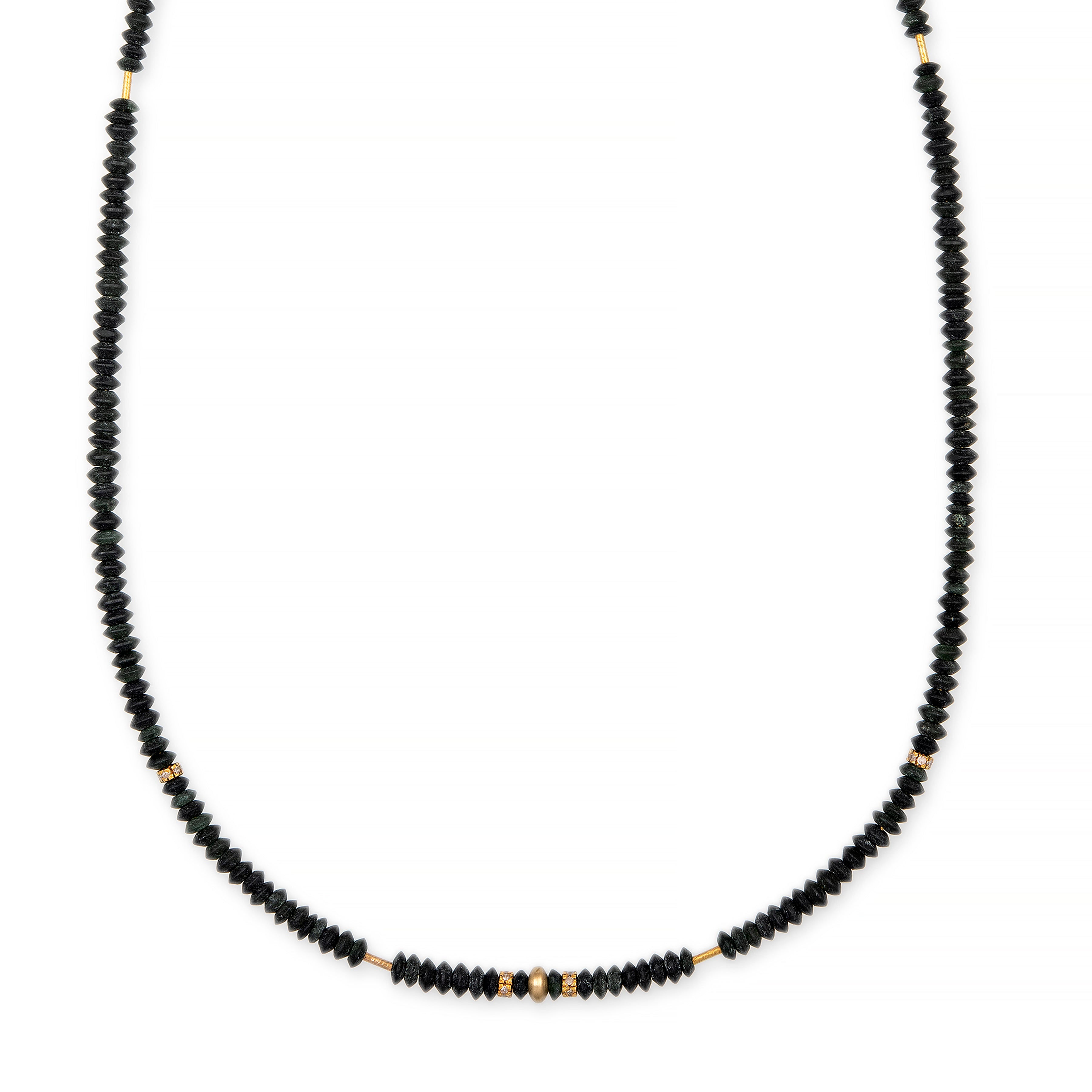 PAVE + GOLD AND BLACK JADE BEADED TOGGLE NECKLACE