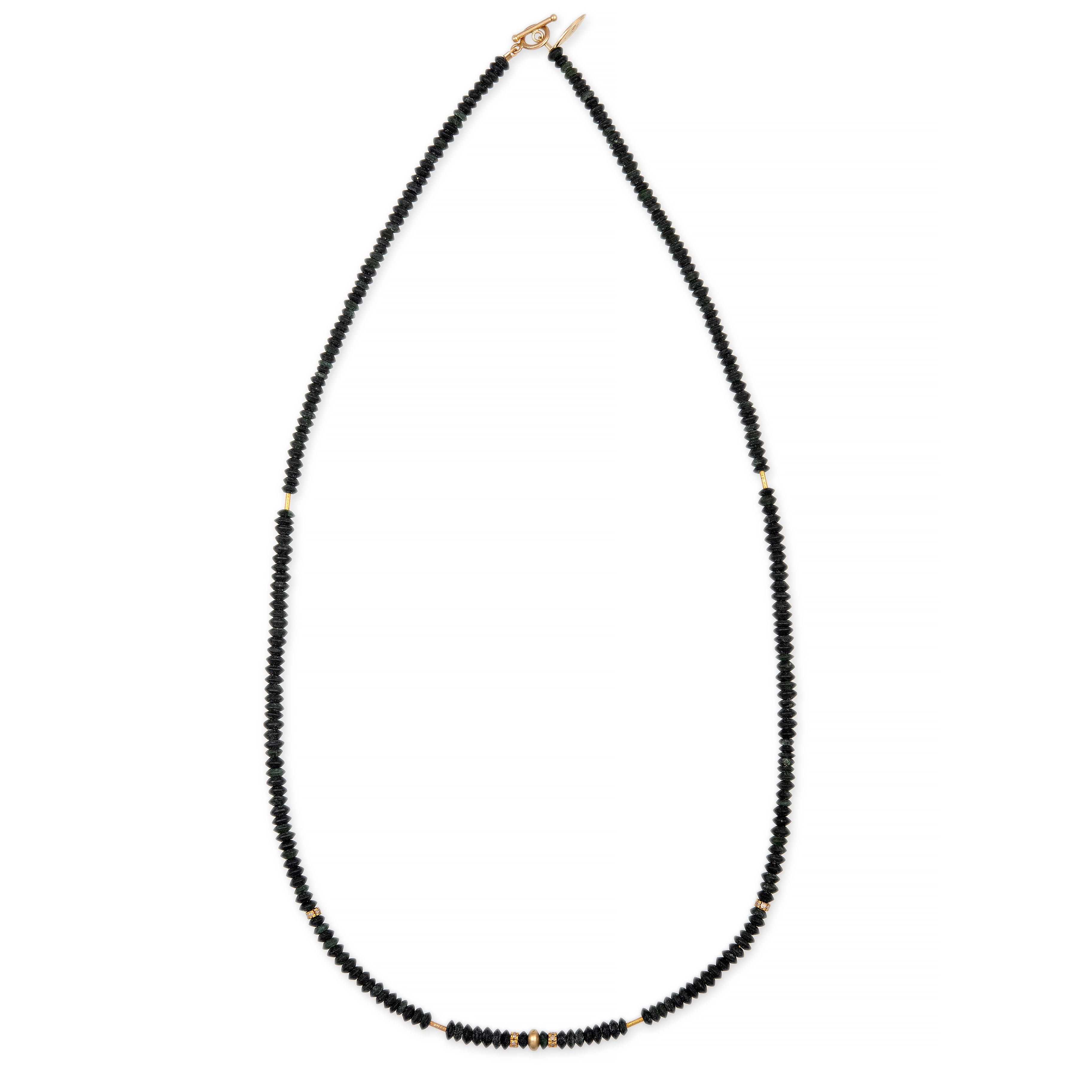 PAVE + GOLD AND BLACK JADE BEADED TOGGLE NECKLACE