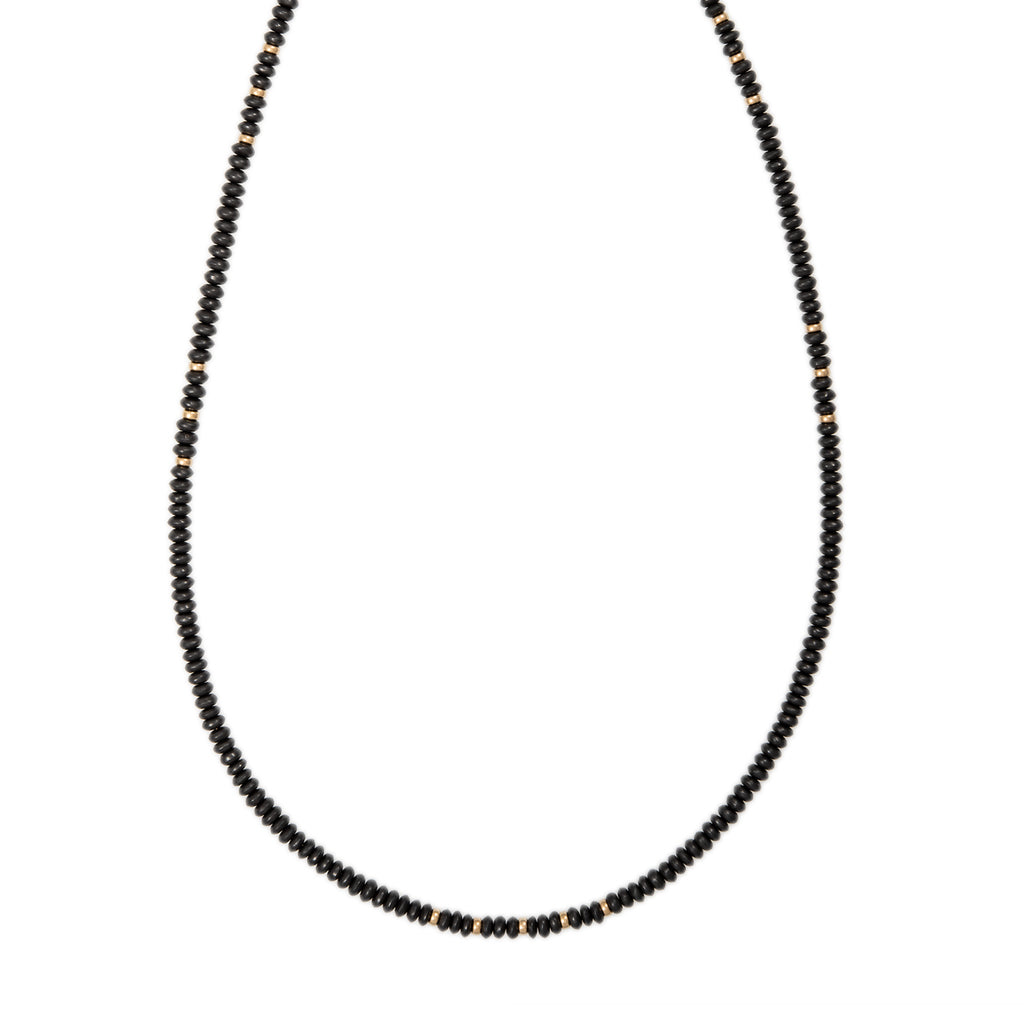 17 GOLD BEADS + HEMATITE BEADED NECKLACE