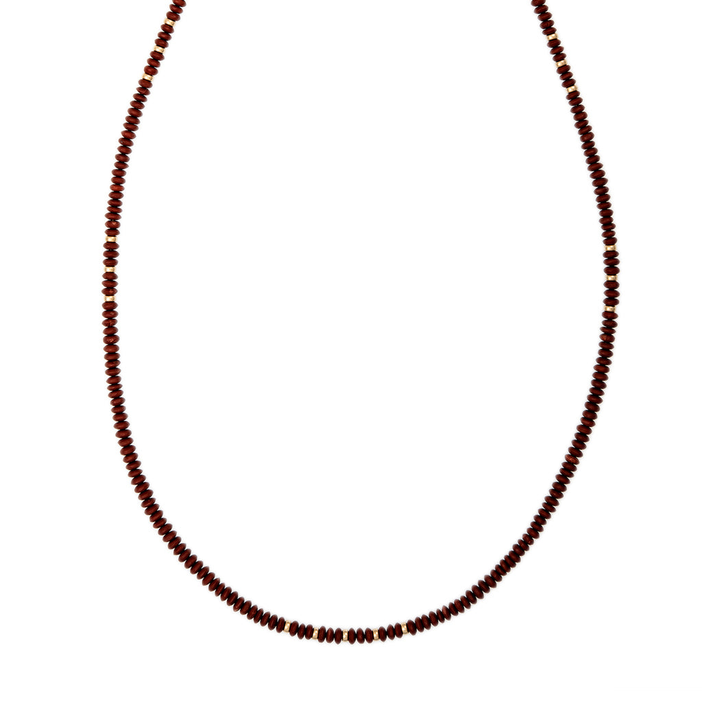 17 GOLD BEADS + RED JASPER BEADED NECKLACE