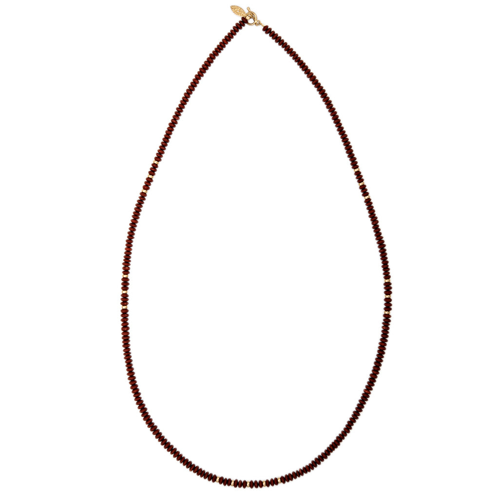 17 GOLD BEADS + RED JASPER BEADED NECKLACE