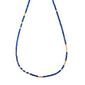 24 Gold Beads + Lapis Tube Beaded Necklace