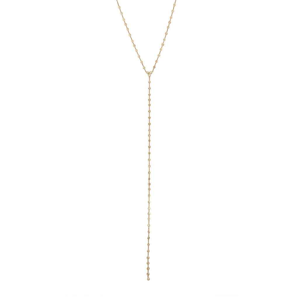 High Neck Cluster Diamond Y Necklace