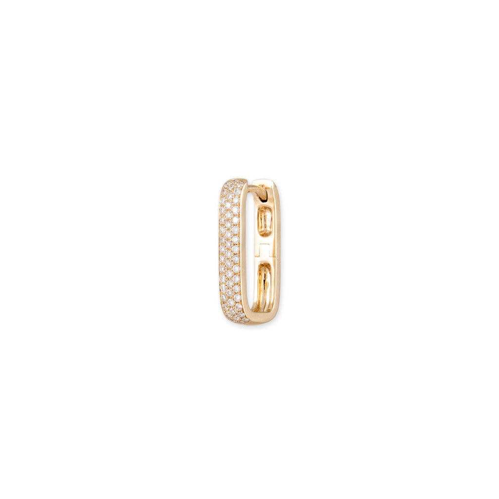 Rectangle Pave Diamond Mini Hoop