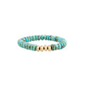 4 Gold Beads + Turquoise Beaded Stretch Bracelet