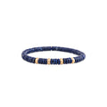 4 Satin Gold Beads + Lapis Beaded Stretch Bracelet