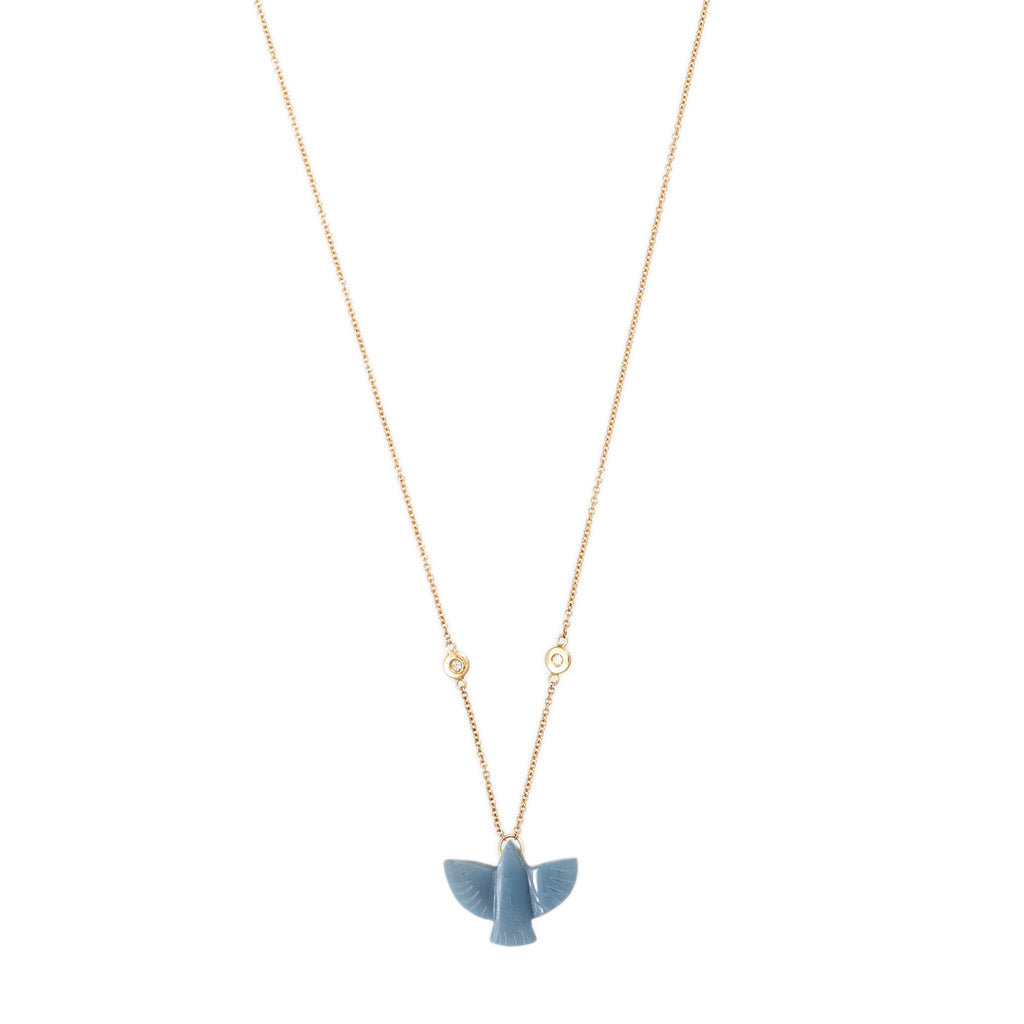 Triangle Pendant Necklace Baby Blue Stone – shopzeyzey