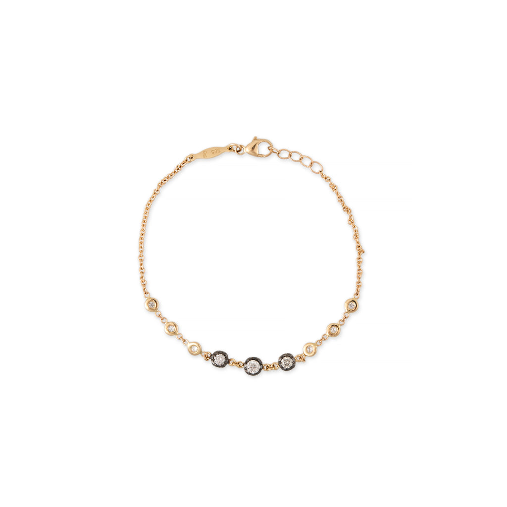 BLACK RHODIUM 3 SOPHIA DIAMOND + 6 ROUND DIAMOND BRACELET