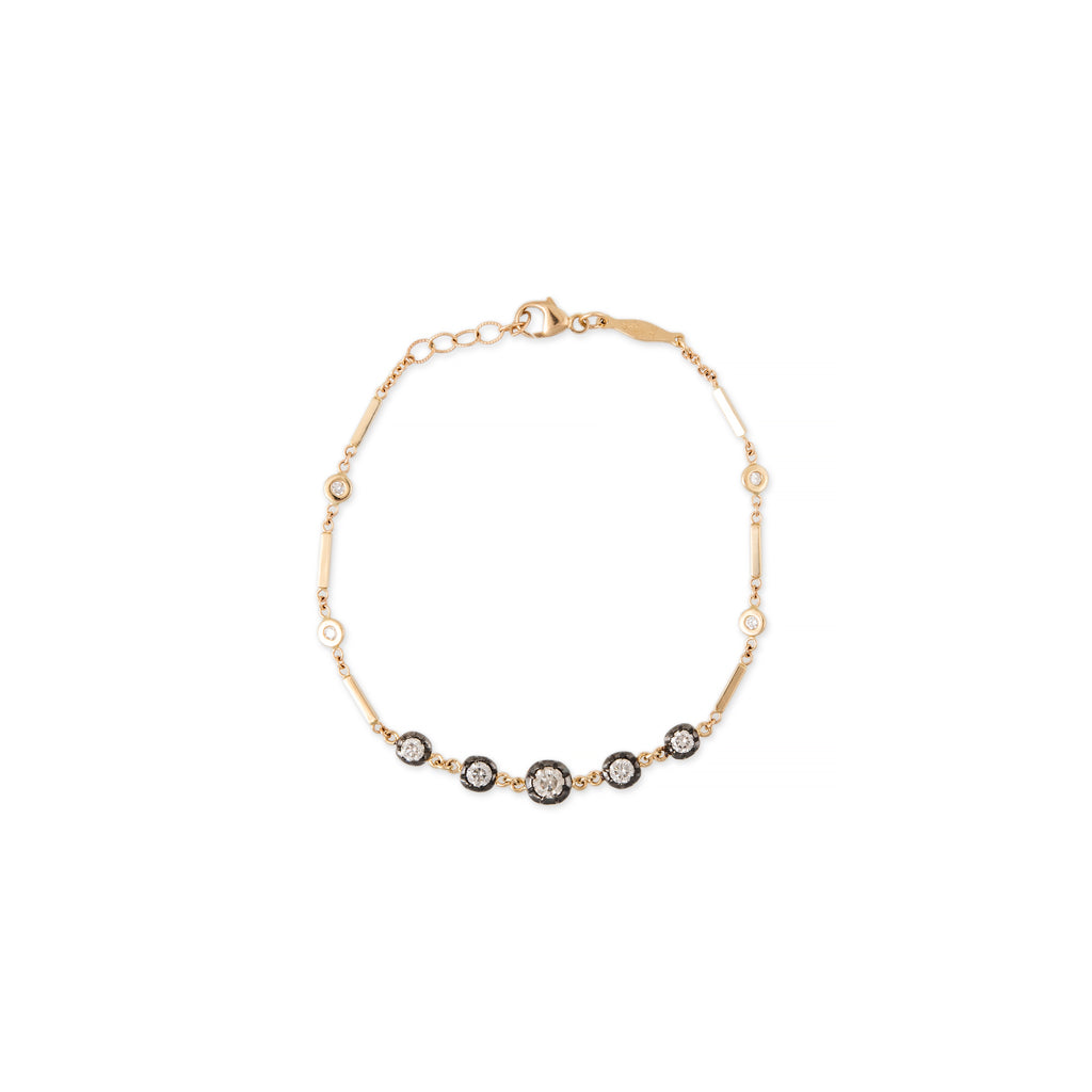 BLACK RHODIUM 5 SOPHIA DIAMOND + 4 DIAMOND SMOOTH BAR BRACELET