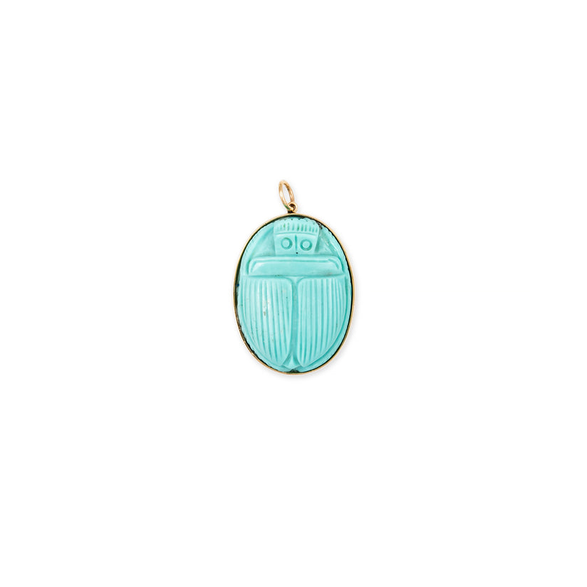 CARVED TURQUOISE SCARAB CHARM