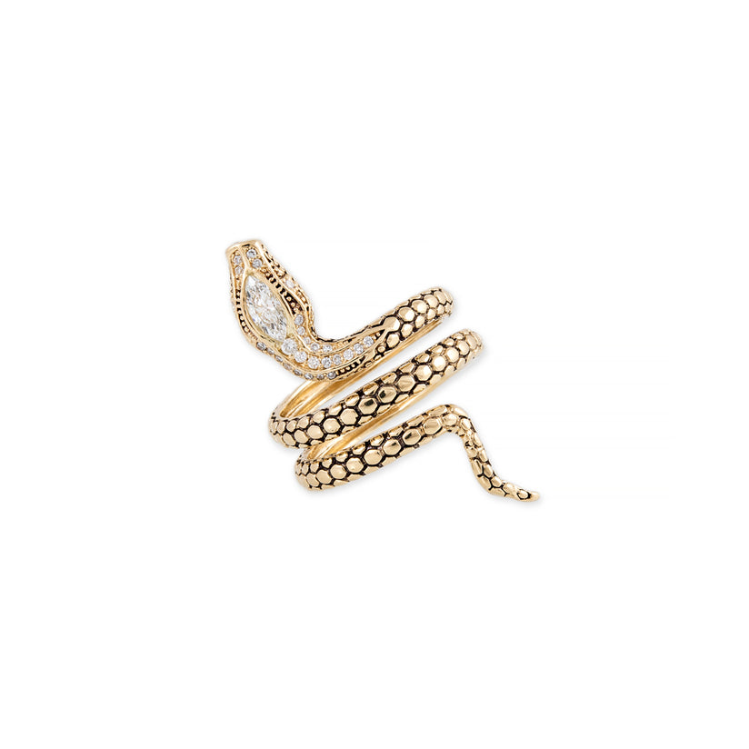 CLAUDIA MARQUISE DIAMOND HEAD SNAKE COIL WRAP RING