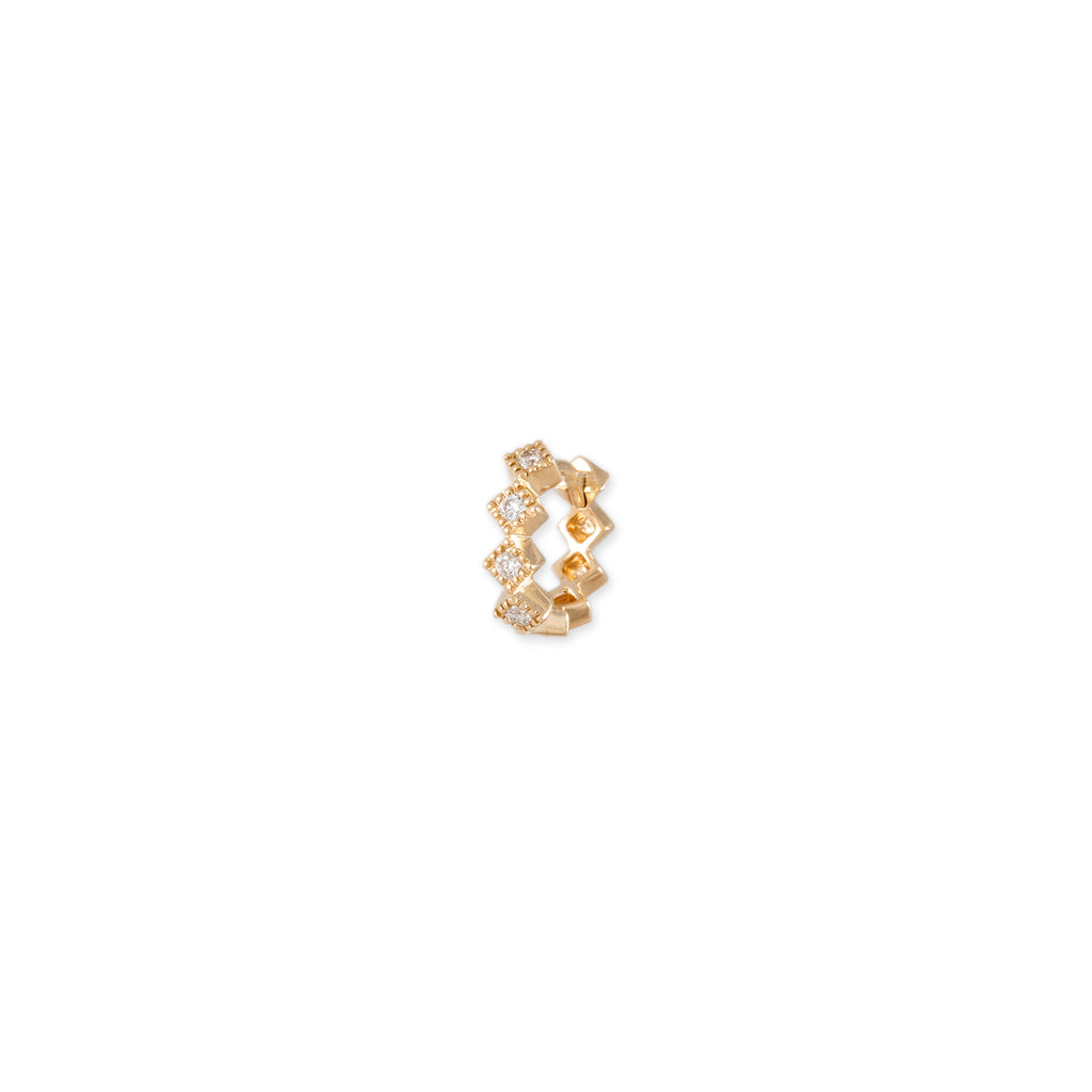 Diamond Center Princess Shape Mini Hoop