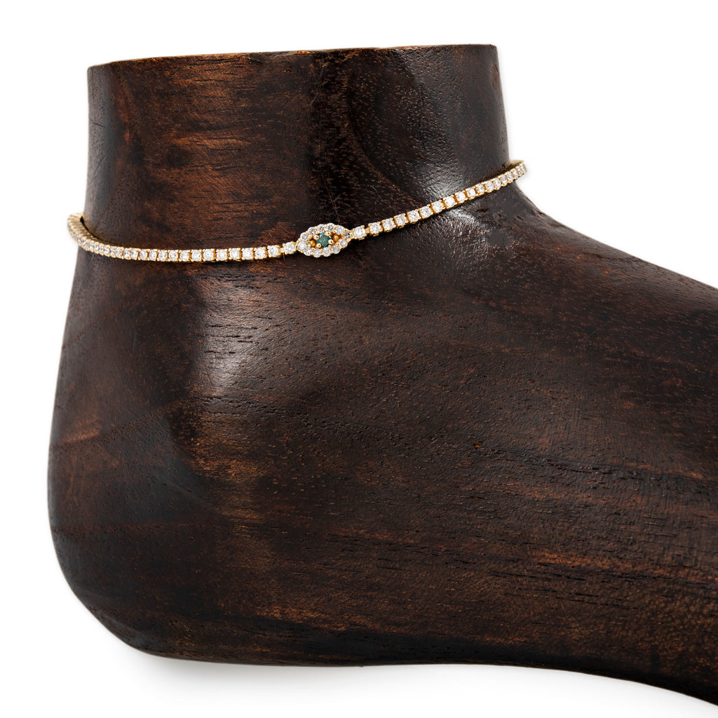 Pave Diamond Eye Twiggy Anklet