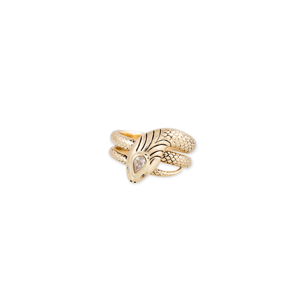 Eva Teardrop Diamond Head Snake Ring