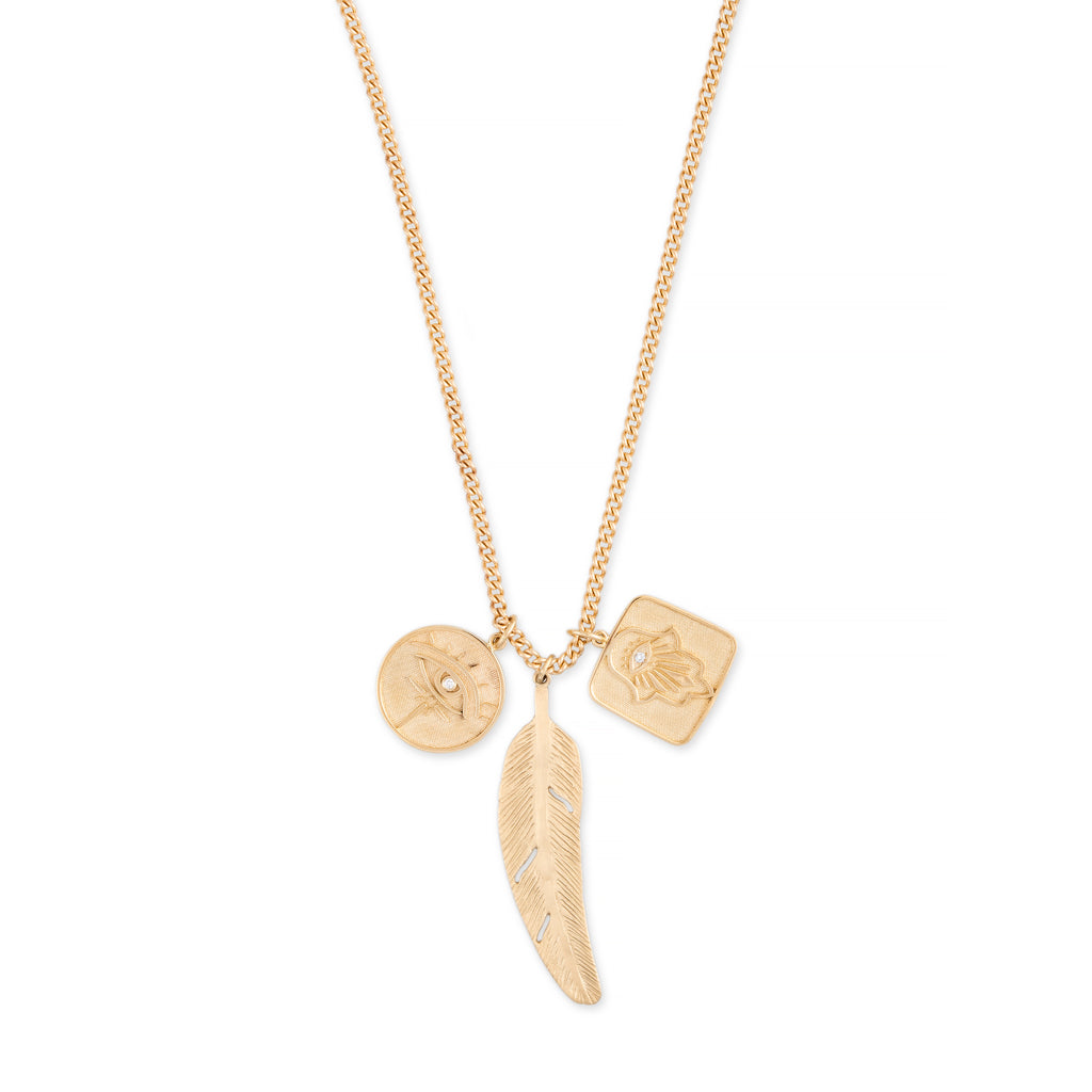 Large Gold Feather Charm