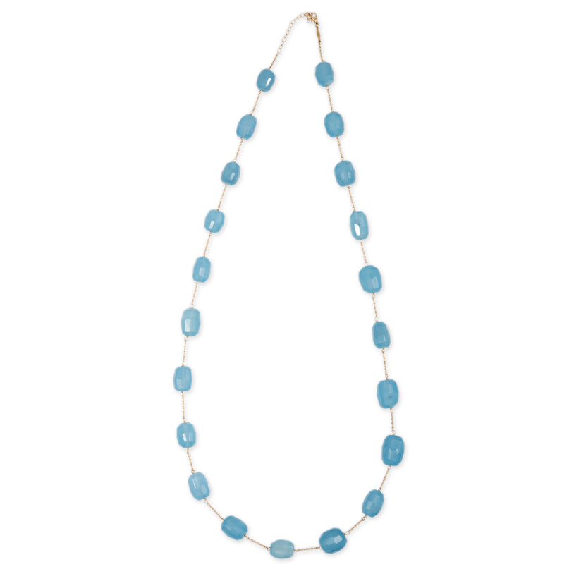 FACETED AQUAMARINE BEAD BY THE YARD